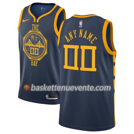 Maillot Basket Golden State Warriors Personnalisé 2018-19 Nike City Edition Bleu Swingman - Homme